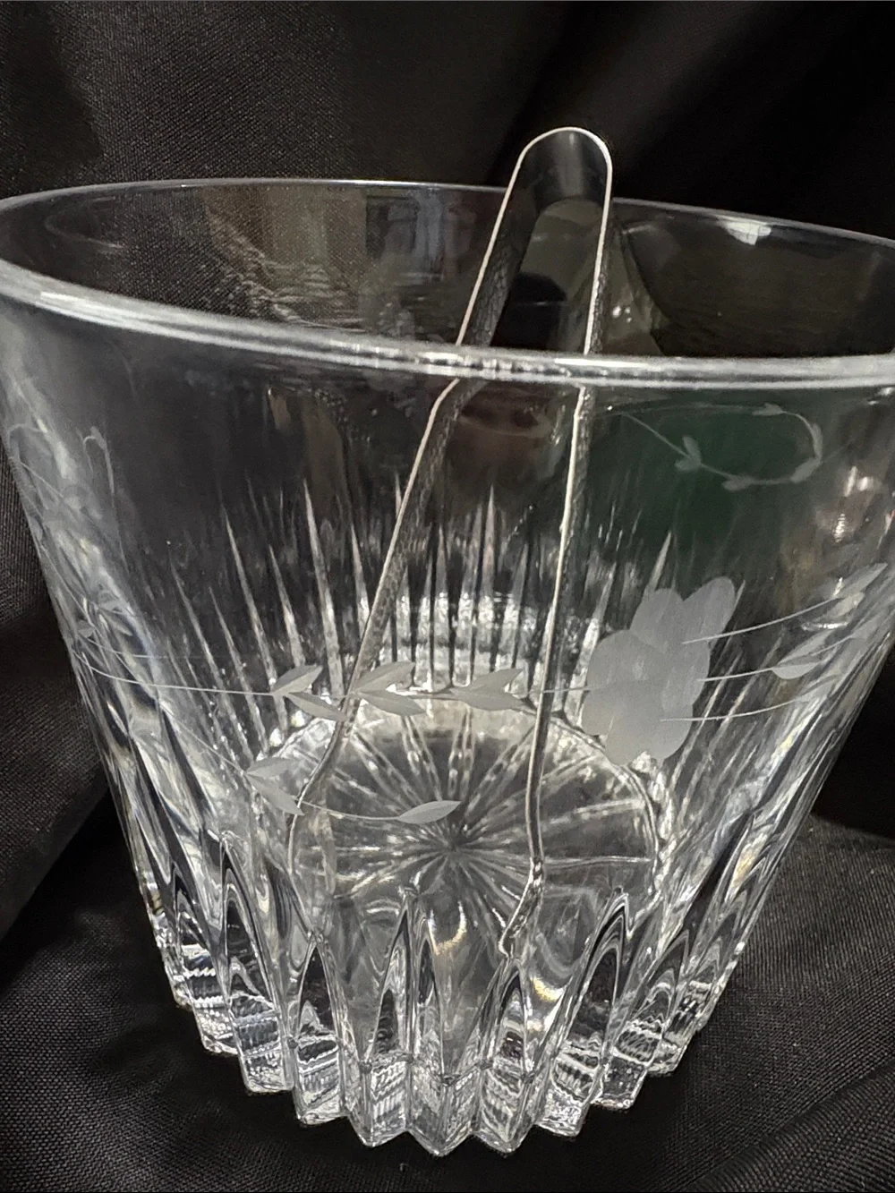 Vintage Heavy PRINCESS HOUSE 1980's Crystal Ice Bucket Heritage Etched Pattern